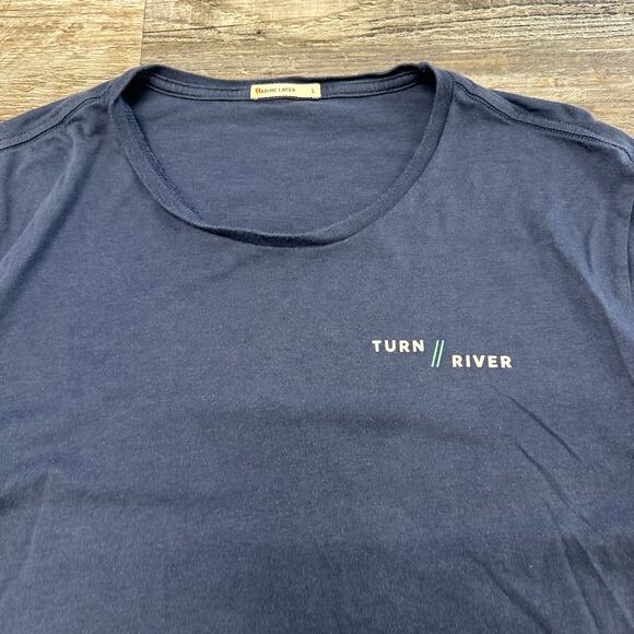 Marine Layer T-Shirt Turn River Capital Blue Mens L Crewneck Lightweight USA - Picture 2 of 9